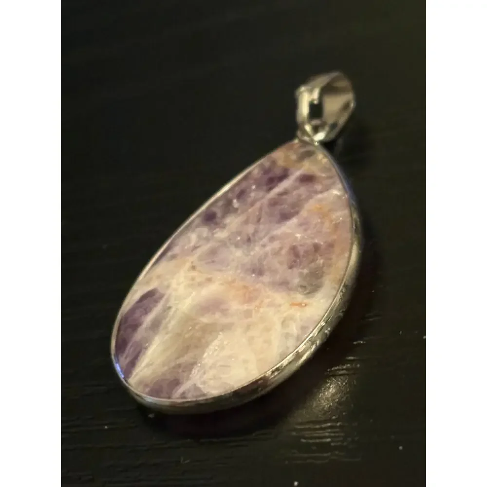 Vintage Chevron Amethyst Teardrop Pendant